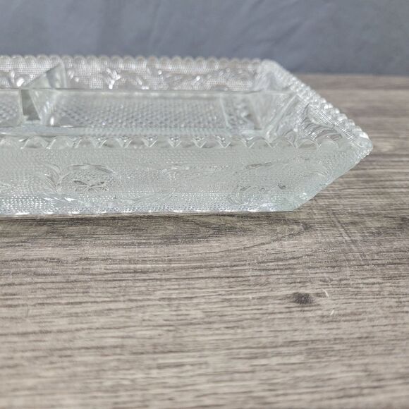 Cut Glass Clear Divided‎ Compartment Serving Tray - Picture 6 of 10